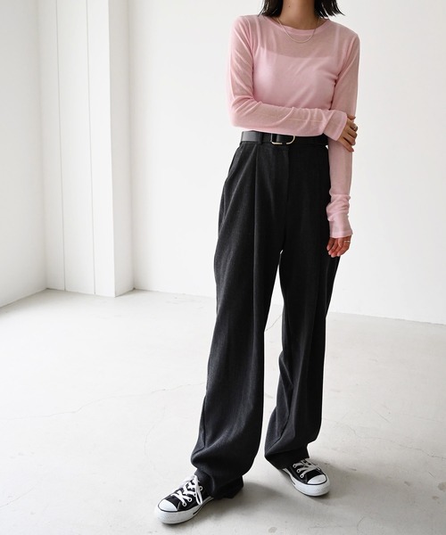 CANAL JEAN（キャナルジーン）の「El mar(エルマール) シアーロングTシャツ（Tシャツ/カットソー・レディース・ホワイト/ブラック/パープル/ピンク/グリーン・ONE SIZE）」の17枚目の写真