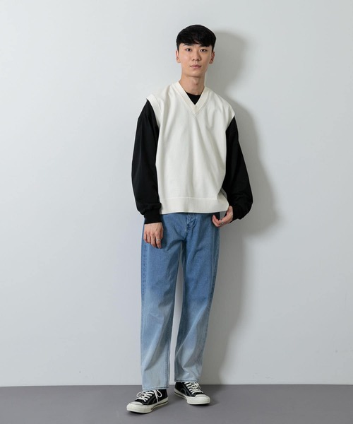 SENSE OF PLACE by URBAN RESEARCH（センスオブプレイスバイアーバンリサーチ）の「『sakasa×SOP』ストレッチVネックベスト（ベスト・メンズ・ベージュ/アイボリー/ブラック/ブルー/ブラック系その他・MEDIUM/LARGE）」の9枚目の写真