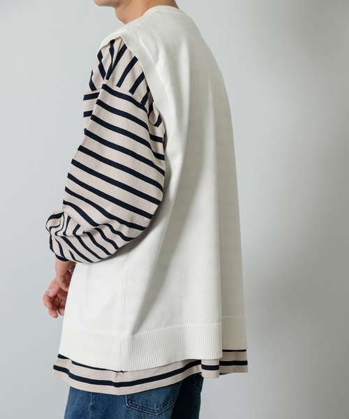 SENSE OF PLACE by URBAN RESEARCH（センスオブプレイスバイアーバンリサーチ）の「『sakasa×SOP』ストレッチVネックベスト（ベスト・メンズ・ベージュ/アイボリー/ブラック/ブルー/ブラック系その他・MEDIUM/LARGE）」の14枚目の写真