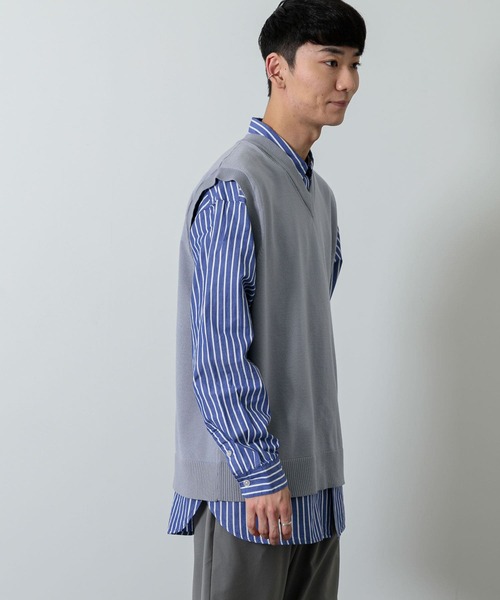 SENSE OF PLACE by URBAN RESEARCH（センスオブプレイスバイアーバンリサーチ）の「『sakasa×SOP』ストレッチVネックベスト（ベスト・メンズ・ベージュ/アイボリー/ブラック/ブルー/ブラック系その他・MEDIUM/LARGE）」の18枚目の写真