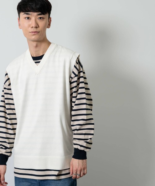 SENSE OF PLACE by URBAN RESEARCH（センスオブプレイスバイアーバンリサーチ）の「『sakasa×SOP』ストレッチVネックベスト（ベスト・メンズ・ベージュ/アイボリー/ブラック/ブルー/ブラック系その他・MEDIUM/LARGE）」の15枚目の写真