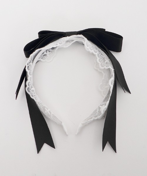 axes femme kawaii（アクシーズファムカワイイ）の「レースリボンカチューシャ（カチューシャ・レディース・ピンク/レッド/ブラック/ラベンダー・MEDIUM）」の5枚目の写真