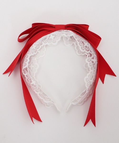 axes femme kawaii（アクシーズファムカワイイ）の「レースリボンカチューシャ（カチューシャ・レディース・ピンク/レッド/ブラック/ラベンダー・MEDIUM）」の21枚目の写真