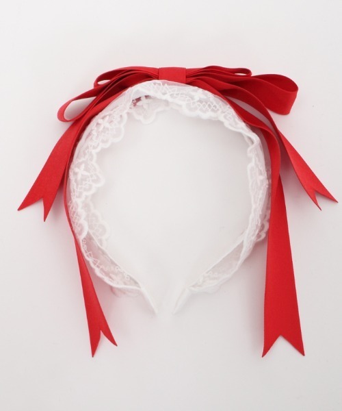 axes femme kawaii（アクシーズファムカワイイ）の「レースリボンカチューシャ（カチューシャ・レディース・ピンク/レッド/ブラック/ラベンダー・MEDIUM）」の20枚目の写真