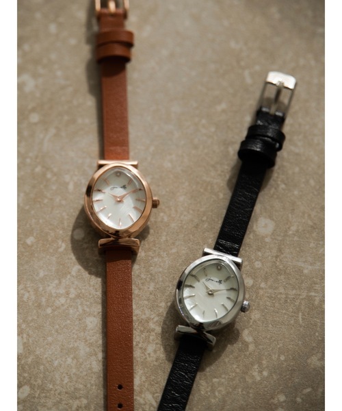 JUMELLE（ジュメロ）の「JMレザースリムウォッチ（アナログ腕時計・レディース・ブラック/ブラウン・FREE）」の2枚目の写真