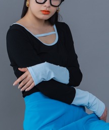 Solace | Uネックバイカラートップス(Tシャツ/カットソー)