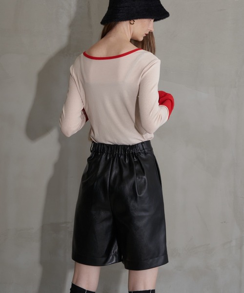 トップス u セール】Uネックバイカラートップス（Tシャツ/カットソー）｜Solace