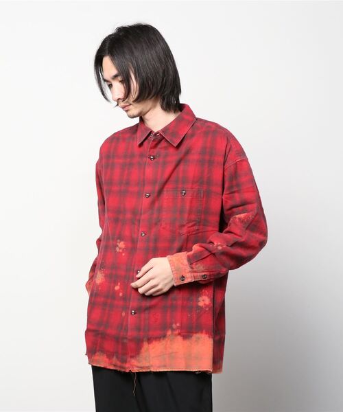 surt(サート)の「SURT/サート/SURT LOGO SH/サートロゴブリーチシャツ(シャツ/ブラウス・メンズ・レッド/ブラウン/ブルー・SMALL/LARGE/MEDIUM)」の14枚目の写真