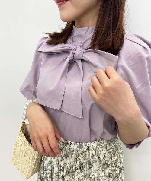 INGNI(イング)の「2WAYリボンハイネック/ブラウス(シャツ/ブラウス・レディース・サックスブルー系1/ブラック/ブラック系その他3/オフホワイト/ラベンダー/ホワイト系2・M)」の6枚目の写真