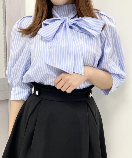 INGNI(イング)の「2WAYリボンハイネック/ブラウス(シャツ/ブラウス・レディース・サックスブルー系1/ブラック/ブラック系その他3/オフホワイト/ラベンダー/ホワイト系2・M)」の5枚目の写真
