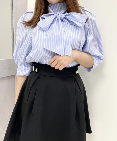 INGNI(イング)の「2WAYリボンハイネック/ブラウス(シャツ/ブラウス・レディース・サックスブルー系1/ブラック/ブラック系その他3/オフホワイト/ラベンダー/ホワイト系2・M)」の16枚目の写真
