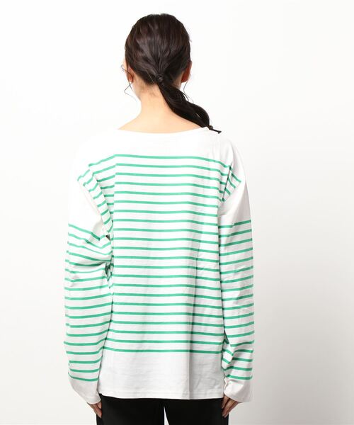 VENCEEXCHANGE（ヴァンスエクスチェンジ）の「パネルボーダーTシャツ（Tシャツ/カットソー・レディース・ブラック/ネイビー/ピンク/イエロー/グリーン・FREE）」の6枚目の写真