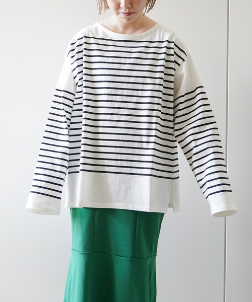 VENCEEXCHANGE（ヴァンスエクスチェンジ）の「パネルボーダーTシャツ（Tシャツ/カットソー・レディース・ブラック/ネイビー/ピンク/イエロー/グリーン・FREE）」の8枚目の写真