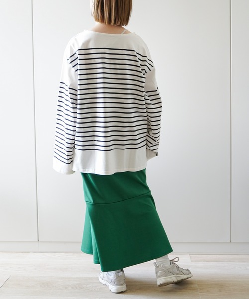 VENCEEXCHANGE（ヴァンスエクスチェンジ）の「パネルボーダーTシャツ（Tシャツ/カットソー・レディース・ブラック/ネイビー/ピンク/イエロー/グリーン・FREE）」の10枚目の写真