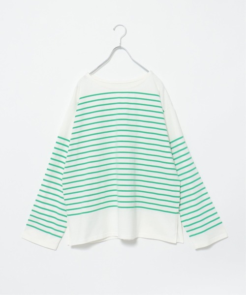 VENCEEXCHANGE（ヴァンスエクスチェンジ）の「パネルボーダーTシャツ（Tシャツ/カットソー・レディース・ブラック/ネイビー/ピンク/イエロー/グリーン・FREE）」の22枚目の写真