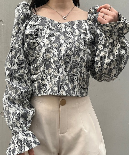 titty&Co. PETIT(ティティアンドコープティ)の「【titty&Co.PETIT】フラワーレースパフスリーブブラウス(シャツ/ブラウス・レディース・ホワイト/ブラック・FREE)」の11枚目の写真