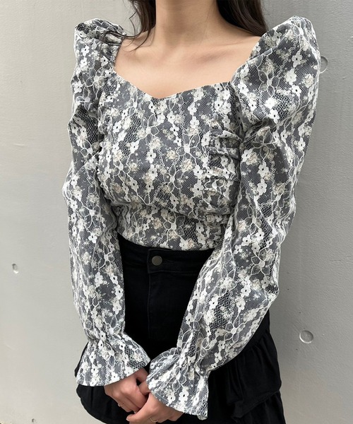 titty&Co. PETIT(ティティアンドコープティ)の「【titty&Co.PETIT】フラワーレースパフスリーブブラウス(シャツ/ブラウス・レディース・ホワイト/ブラック・FREE)」の14枚目の写真