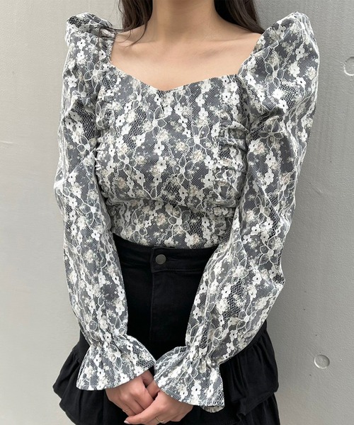 titty&Co. PETIT(ティティアンドコープティ)の「【titty&Co.PETIT】フラワーレースパフスリーブブラウス(シャツ/ブラウス・レディース・ホワイト/ブラック・FREE)」の15枚目の写真