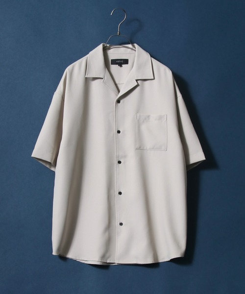 ANPAS（アンパス）の「ANPAS Twill Fabric Oversize Open Collar Shirt/ANPAS 別注 ツイル オーバーサイズ オープンカラーシャツ（シャツ/ブラウス・メンズ・ホワイト/チャコールグレー/ライトグレー/ブラック/ダークグリーン/ブルー/グレイッシュベージュ・M/L）」の5枚目の写真