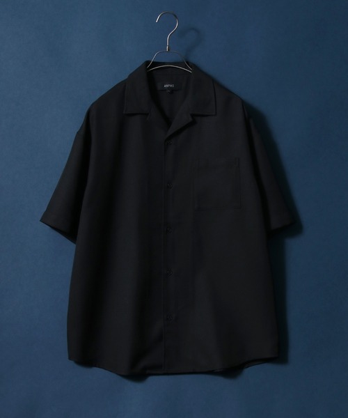 ANPAS（アンパス）の「ANPAS Twill Fabric Oversize Open Collar Shirt/ANPAS 別注 ツイル オーバーサイズ オープンカラーシャツ（シャツ/ブラウス・メンズ・ホワイト/チャコールグレー/ライトグレー/ブラック/ダークグリーン/ブルー/グレイッシュベージュ・M/L）」の3枚目の写真