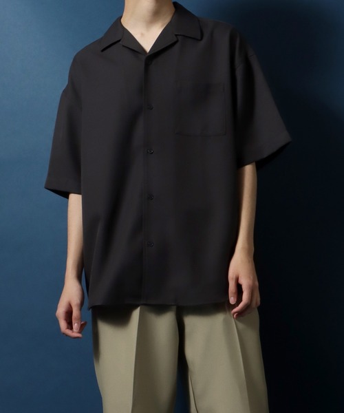 ANPAS（アンパス）の「ANPAS Twill Fabric Oversize Open Collar Shirt/ANPAS 別注 ツイル オーバーサイズ オープンカラーシャツ（シャツ/ブラウス・メンズ・ホワイト/チャコールグレー/ライトグレー/ブラック/ダークグリーン/ブルー/グレイッシュベージュ・M/L）」の10枚目の写真