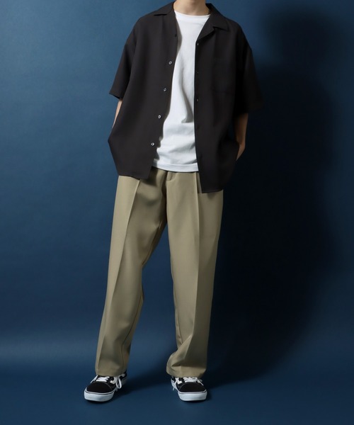 ANPAS（アンパス）の「ANPAS Twill Fabric Oversize Open Collar Shirt/ANPAS 別注 ツイル オーバーサイズ オープンカラーシャツ（シャツ/ブラウス・メンズ・ホワイト/チャコールグレー/ライトグレー/ブラック/ダークグリーン/ブルー/グレイッシュベージュ・M/L）」の9枚目の写真