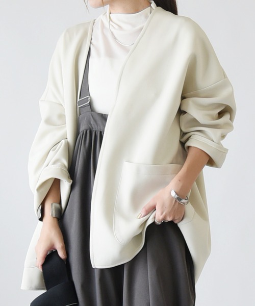 アンミヌ Vカットジャケット ベージュ F trim_fce_item65bcd163e596a.jpg