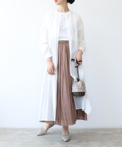 TITE IN THE STORE（ティテ　インザ　ストア）の「コットンボイル前後ボタンシャツワンピース（シャツワンピース・レディース・オレンジ/ブラック/ホワイト・38）」の2枚目の写真