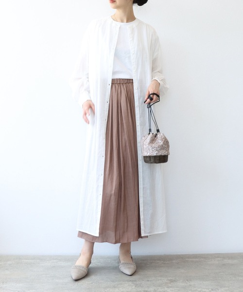 TITE IN THE STORE（ティテ　インザ　ストア）の「コットンボイル前後ボタンシャツワンピース（シャツワンピース・レディース・オレンジ/ブラック/ホワイト・38）」の7枚目の写真