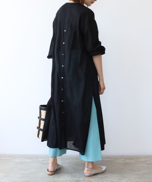 TITE IN THE STORE（ティテ　インザ　ストア）の「コットンボイル前後ボタンシャツワンピース（シャツワンピース・レディース・オレンジ/ブラック/ホワイト・38）」の6枚目の写真