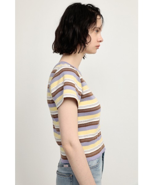 tシャツ sheer border top レディース SLY（スライ）の「MULTI BORDER TEE マルチボーダー Tシャツ（T