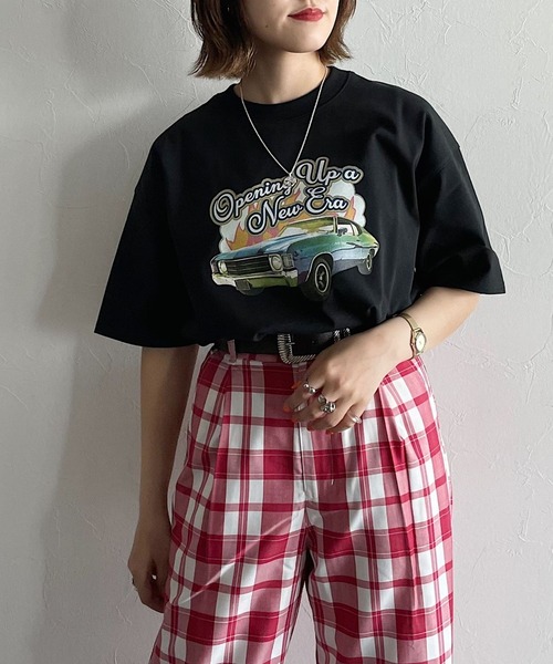 PAGEBOY（ページボーイ）の「アメリカンロックアートT（Tシャツ/カットソー・レディース・オフホワイト/ブラック/チャコール・FREE）」の10枚目の写真