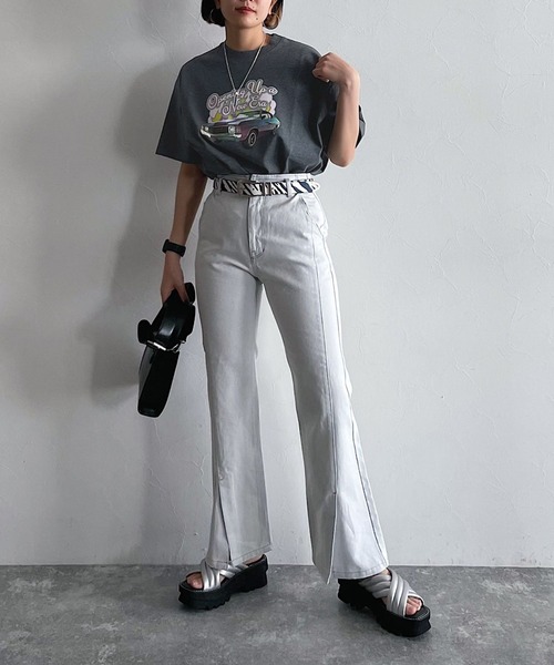 PAGEBOY（ページボーイ）の「アメリカンロックアートT（Tシャツ/カットソー・レディース・オフホワイト/ブラック/チャコール・FREE）」の16枚目の写真