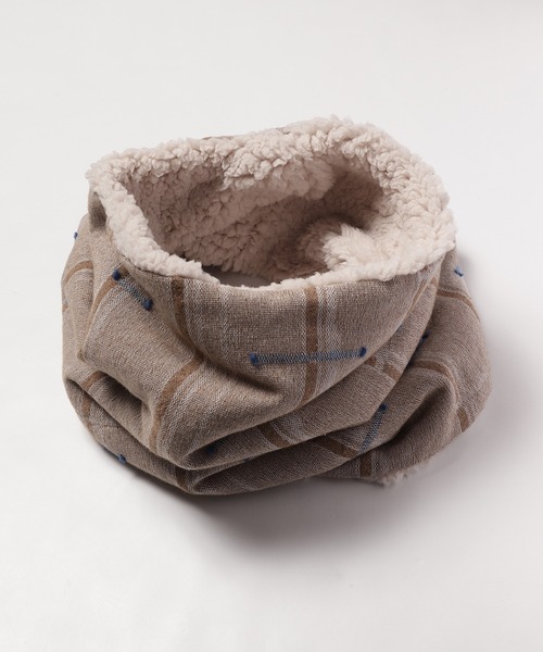 sneeuw（スニュウ）の「ノスタルジックJQネックウォーマー（ネックウォーマー/スヌード・レディース・チャコールグレー/ブラウン・ONESIZE）」の9枚目の写真