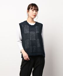 Samansa Mos2 | メッシュ柄編みニットベスト(ベスト)