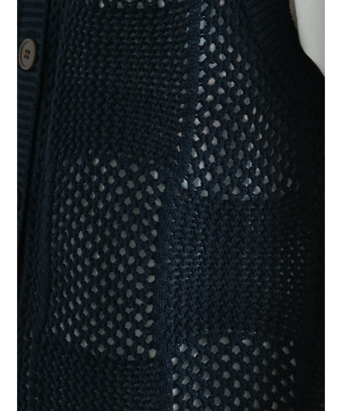 Samansa Mos2（サマンサ モスモス）の「メッシュ柄編みニットベスト（ベスト・レディース・ベージュ/ブルー/グリーン/チャコール・ﾌﾘ-）」の16枚目の写真