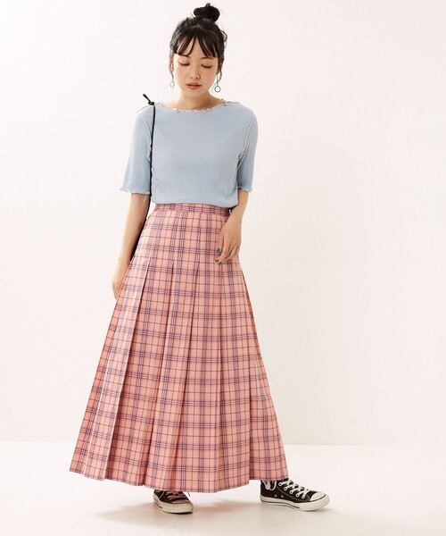 FREAK'S STORE（フリークスストア）の「リネンライクサマーチェックスカート（スカート・レディース・ピンク/グリーン/オレンジ・ﾌﾘ-）」の16枚目の写真