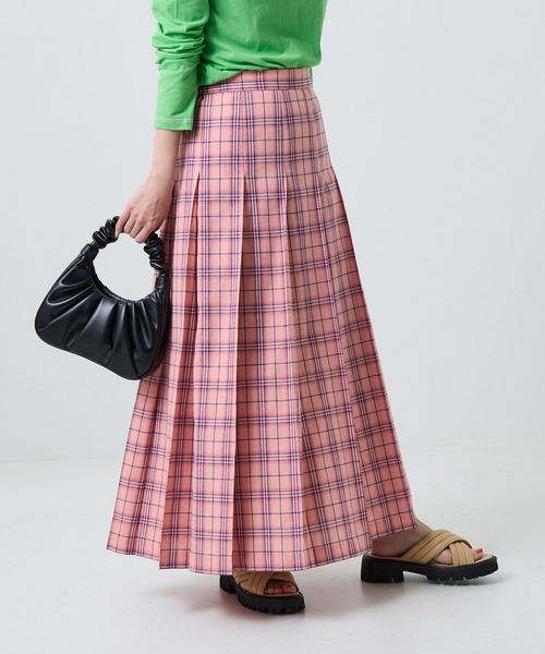 FREAK'S STORE（フリークスストア）の「リネンライクサマーチェックスカート（スカート・レディース・ピンク/グリーン/オレンジ・ﾌﾘ-）」の5枚目の写真