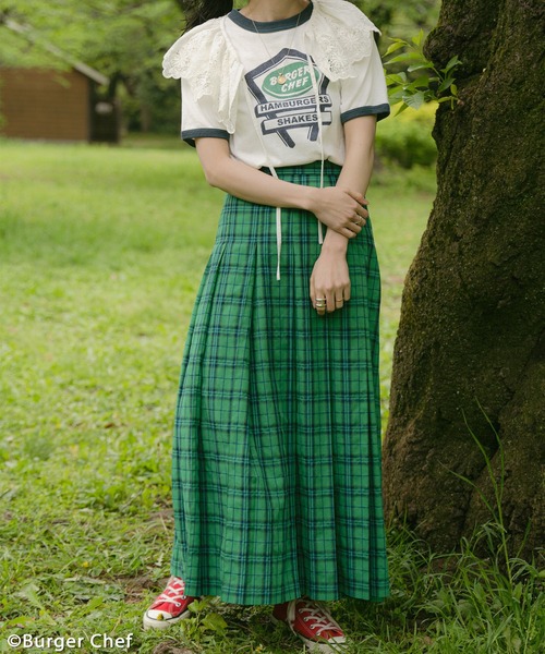 FREAK'S STORE（フリークスストア）の「リネンライクサマーチェックスカート（スカート・レディース・ピンク/グリーン/オレンジ・ﾌﾘ-）」の4枚目の写真