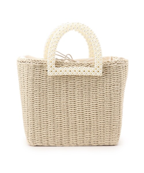 couture brooch（クチュールブローチ）の「◆【定番人気！】フェイクパールハンドルペーパートート（ハンドバッグ・レディース・ブラック/ナチュラル・00）」の2枚目の写真