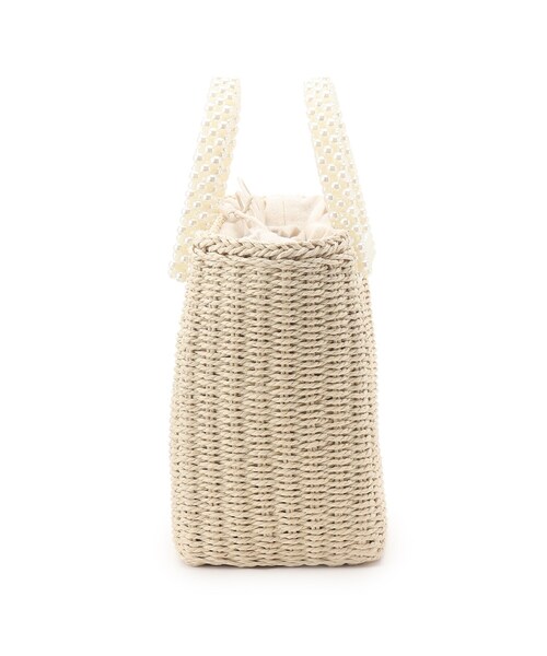 couture brooch（クチュールブローチ）の「◆【定番人気！】フェイクパールハンドルペーパートート（ハンドバッグ・レディース・ブラック/ナチュラル・00）」の5枚目の写真