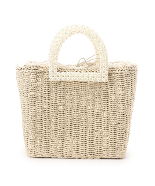 couture brooch（クチュールブローチ）の「◆【定番人気！】フェイクパールハンドルペーパートート（ハンドバッグ・レディース・ブラック/ナチュラル・00）」の7枚目の写真