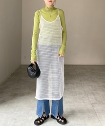She's Closet（シーズクローゼット）の「カットメッシュサイドスリット入りシアーロングキャミワンピース（ワンピース）」