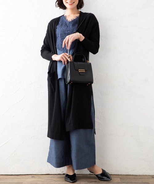 aunt lily(アントリリー)の「強撚コットンロングトッパーカーデ(カーディガン/ボレロ・レディース・ホワイト/ブラック/ベージュ・LL/M/L/S/3L)」の9枚目の写真