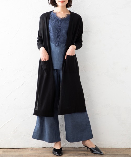 aunt lily(アントリリー)の「強撚コットンロングトッパーカーデ(カーディガン/ボレロ・レディース・ホワイト/ブラック/ベージュ・LL/M/L/S/3L)」の10枚目の写真
