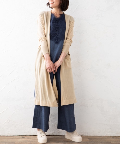 aunt lily(アントリリー)の「強撚コットンロングトッパーカーデ(カーディガン/ボレロ・レディース・ホワイト/ブラック/ベージュ・LL/M/L/S/3L)」の12枚目の写真