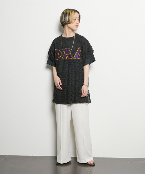 CITYSHOP(シティーショップ)の「LACE N/S T-SHIRT:カットソー(Tシャツ/カットソー・レディース・ブルー/ブラック・FREE)」の21枚目の写真