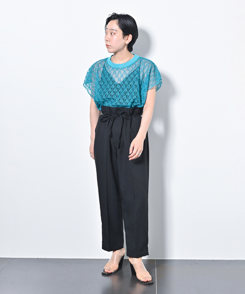 CITYSHOP(シティーショップ)の「LACE N/S T-SHIRT:カットソー(Tシャツ/カットソー・レディース・ブルー/ブラック・FREE)」の18枚目の写真