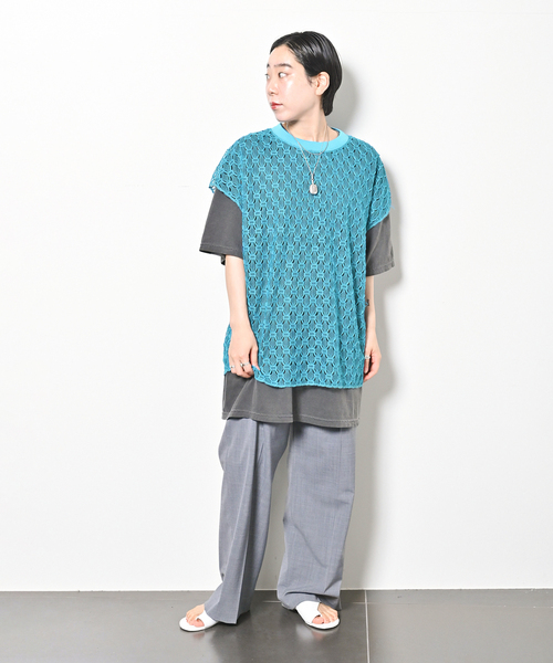 CITYSHOP(シティーショップ)の「LACE N/S T-SHIRT:カットソー(Tシャツ/カットソー・レディース・ブルー/ブラック・FREE)」の17枚目の写真