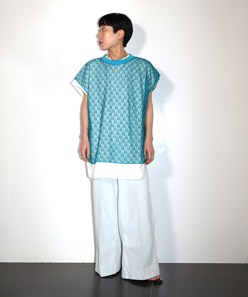 CITYSHOP(シティーショップ)の「LACE N/S T-SHIRT:カットソー(Tシャツ/カットソー・レディース・ブルー/ブラック・FREE)」の15枚目の写真